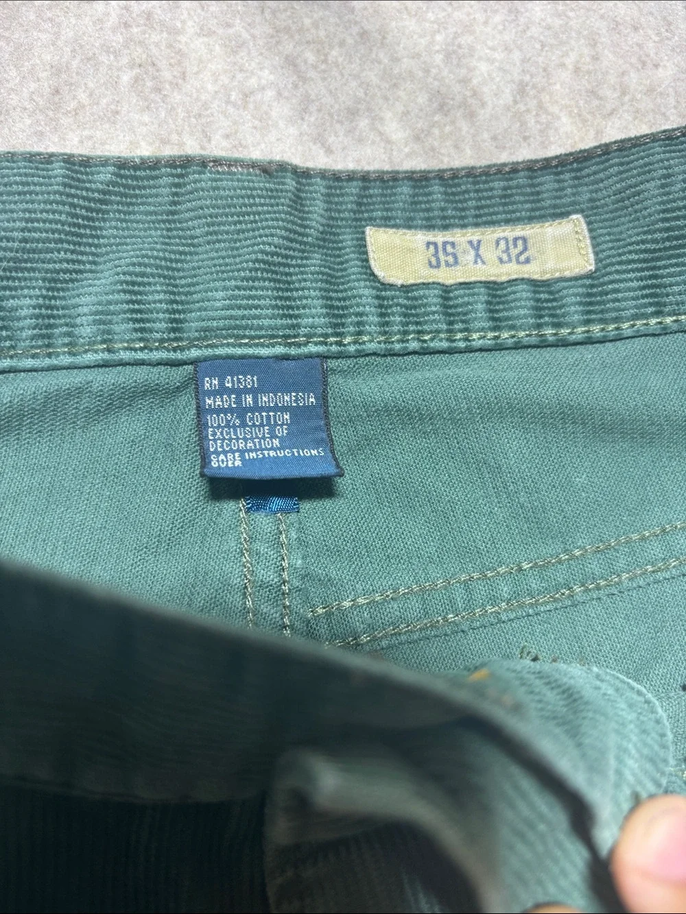 VTG Polo Ralph Lauren Pants Mens 32x32 Green Preston Corduroy Preppy (6)